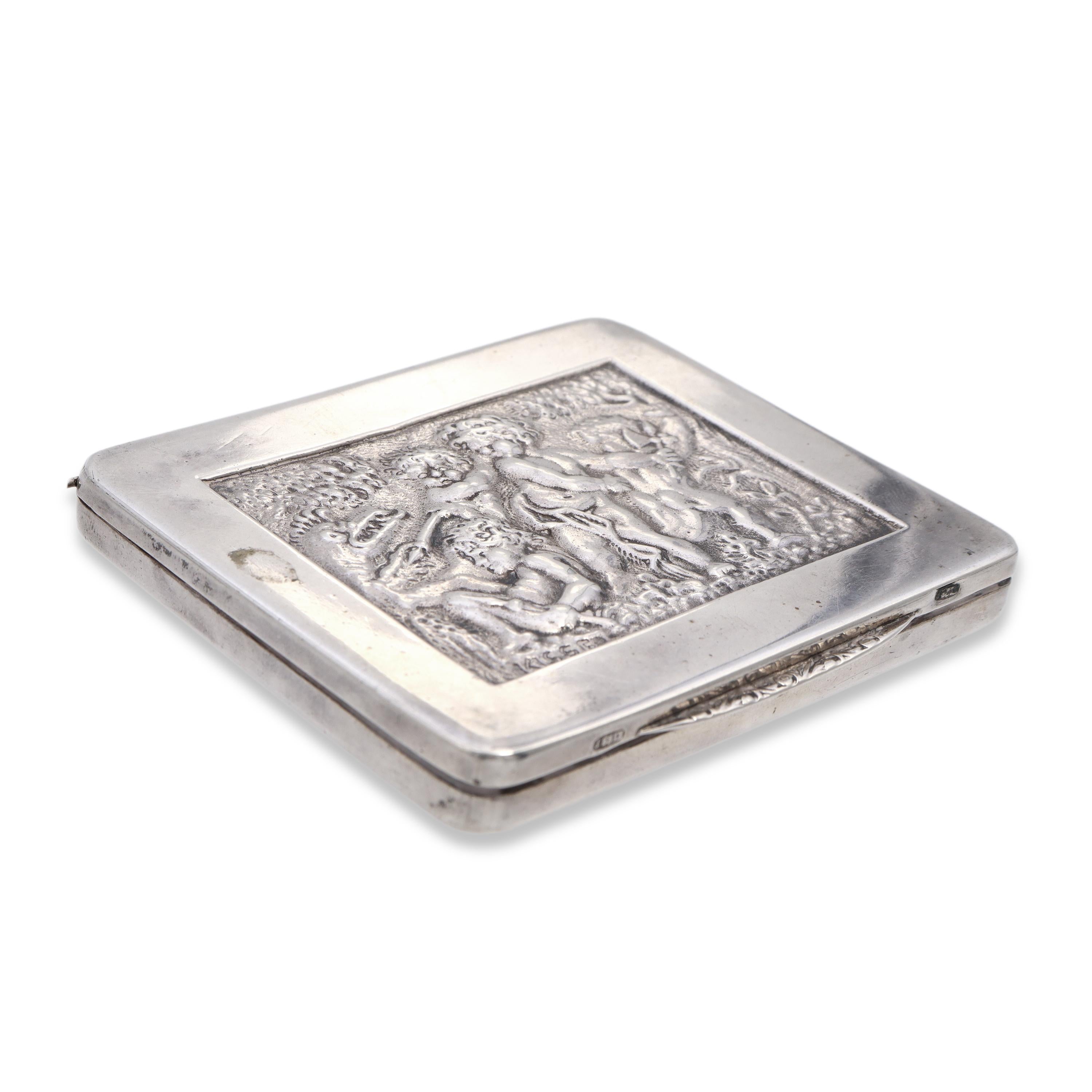 Antique Silver Putti & Dragon Relief Cigarette Case