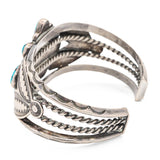 Vintage Navajo Sterling Silver Turquoise Cluster Cuff Bracelet