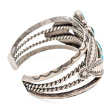 Vintage Navajo Sterling Silver Turquoise Cluster Cuff Bracelet