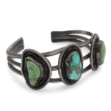 Southwestern Sterling Silver Turquoise Three-Stone Cuff Bracelet