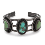 Southwestern Sterling Silver Turquoise Three-Stone Cuff Bracelet