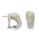 David Yurman 14K Yellow Gold & Sterling Silver Cable Hoop Earrings