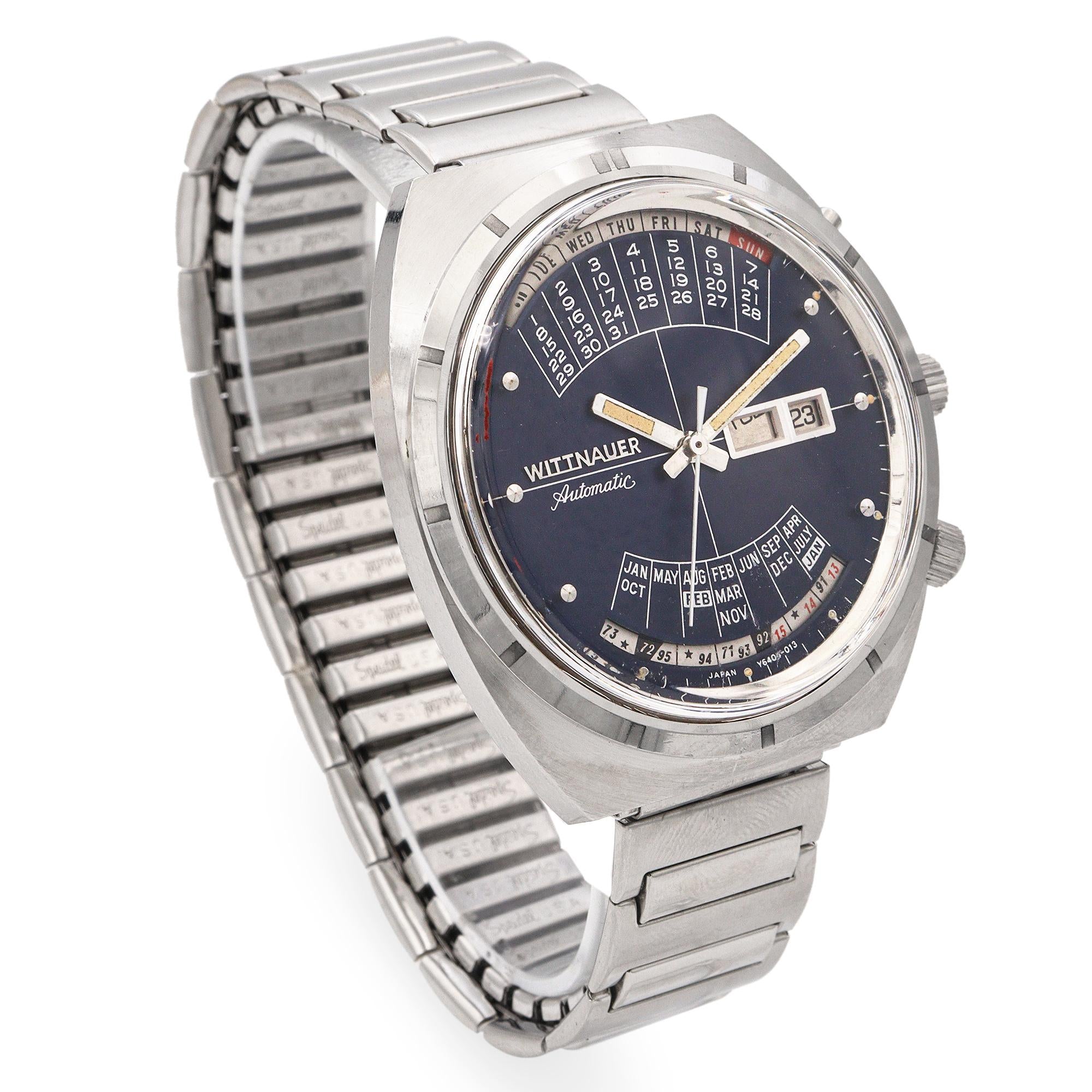 Vintage Wittnauer "2000" Stainless Steel Calendar Automatic Men's Watch