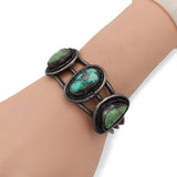 Southwestern Sterling Silver Turquoise Three-Stone Cuff Bracelet