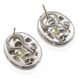 Sterling Silver and 18K Yellow Gold Peridot Oval Omega Back Earrings