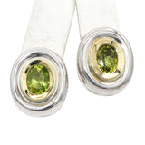 Sterling Silver and 18K Yellow Gold Peridot Oval Omega Back Earrings