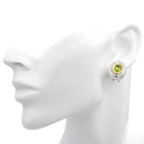 Sterling Silver and 18K Yellow Gold Peridot Oval Omega Back Earrings