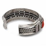 Vintage Navajo Howard S. Begay Sterling Silver Red Coral Cuff Bracelet