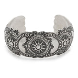 Vintage Native American Concho Sunburst Medallion Sterling Silver Cuff Bracelet