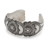Vintage Native American Concho Sunburst Medallion Sterling Silver Cuff Bracelet