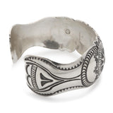 Vintage Native American Concho Sunburst Medallion Sterling Silver Cuff Bracelet