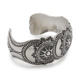Vintage Native American Concho Sunburst Medallion Sterling Silver Cuff Bracelet