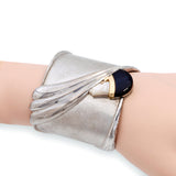 Erté “Tempest” Limited Ed. 14k Yellow Gold Sterling Silver Onyx MOP Wide Cuff