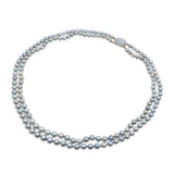 Vintage Ming’s 14k Yellow Gold Jade & Gray Pearl Double-Strand Necklace