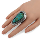 Vintage Teddy Goodluck Navajo Sterling Silver Turquoise Statement Ring