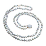 Vintage Ming’s 14k Yellow Gold Jade & Gray Pearl Double-Strand Necklace