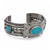 Vintage Navajo Sterling Silver Turquoise Cuff Bracelet