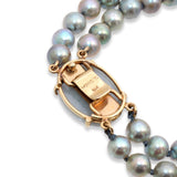 Vintage Ming’s 14k Yellow Gold Jade & Gray Pearl Double-Strand Necklace