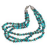 Vintage Southwest Sterling Silver Turquoise Multi-Strand Beaded Necklace