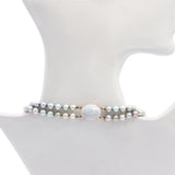 Vintage Ming’s 14k Yellow Gold Jade & Gray Pearl Double-Strand Necklace