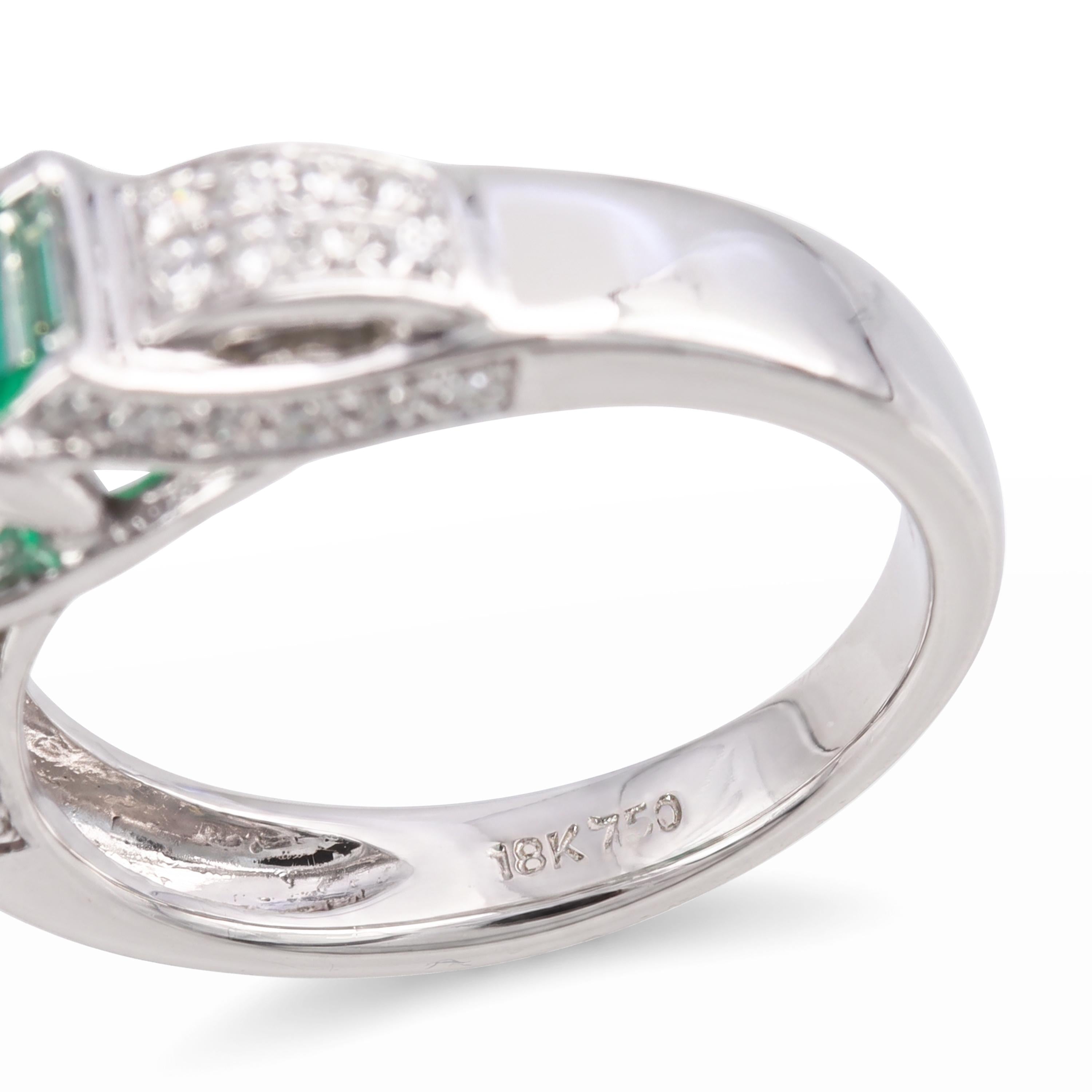 Vintage 18k White Gold 1.65ct Emerald and Diamond Ring