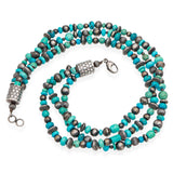 Vintage Southwest Sterling Silver Turquoise Multi-Strand Beaded Necklace