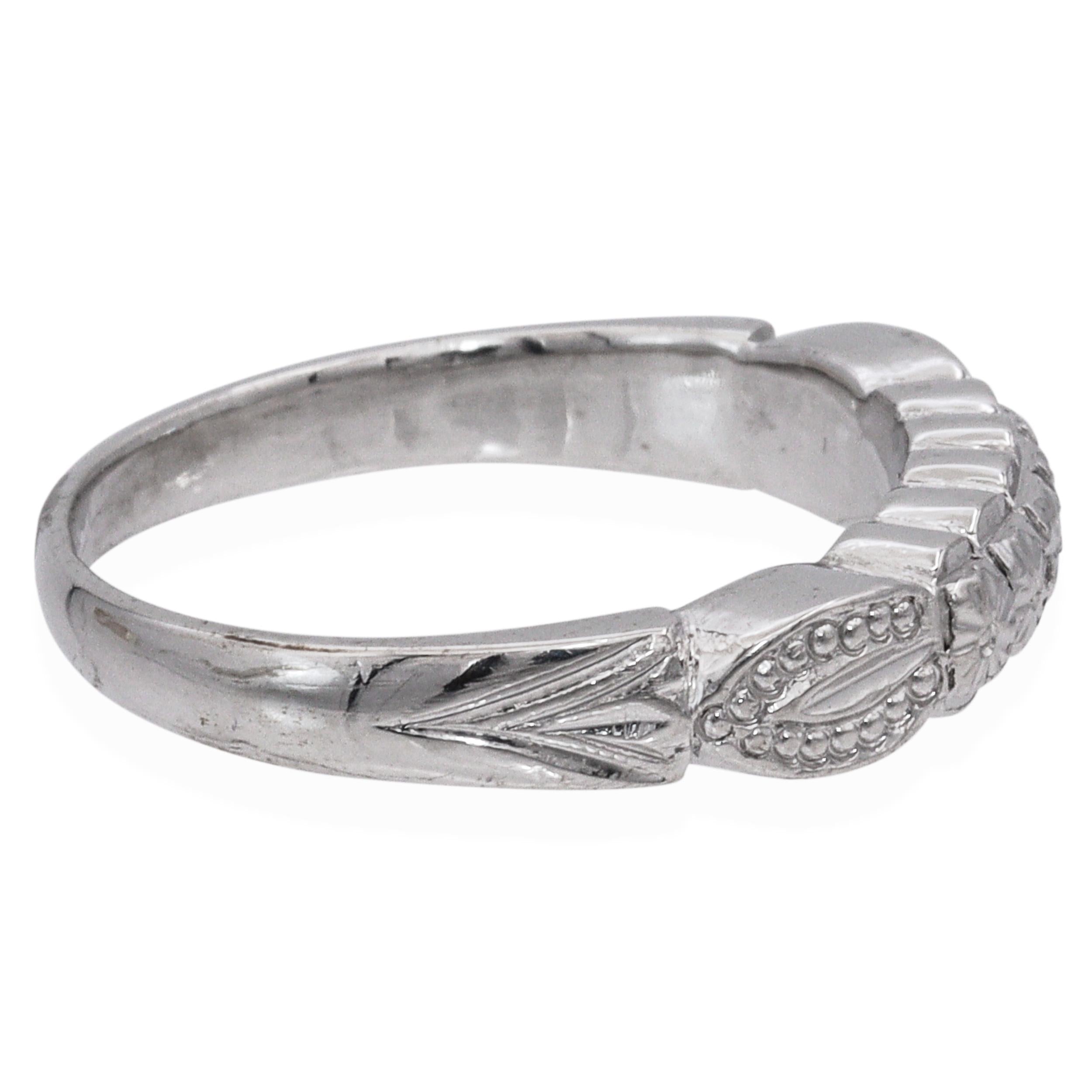 Vintage Platinum Palladium Alloy Floral Band Ring