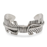 Vintage Navajo Douglas Etsitty Sterling Silver Feather Cuff Bracelet