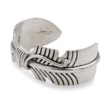 Vintage Navajo Douglas Etsitty Sterling Silver Feather Cuff Bracelet