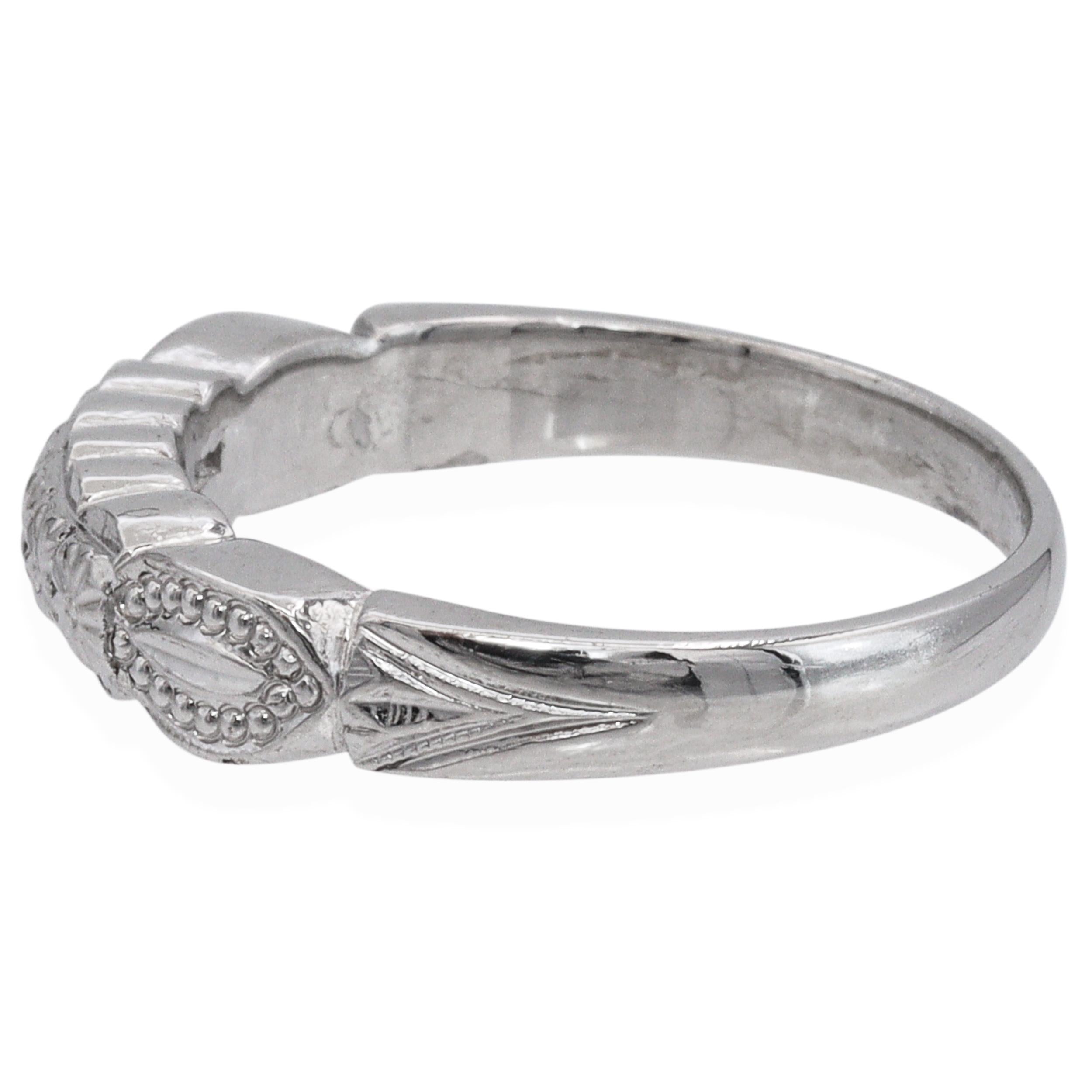 Vintage Platinum Palladium Alloy Floral Band Ring