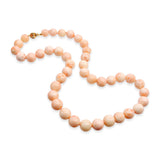 14k Yellow Gold Angel Skin Coral Beaded Strand Necklace