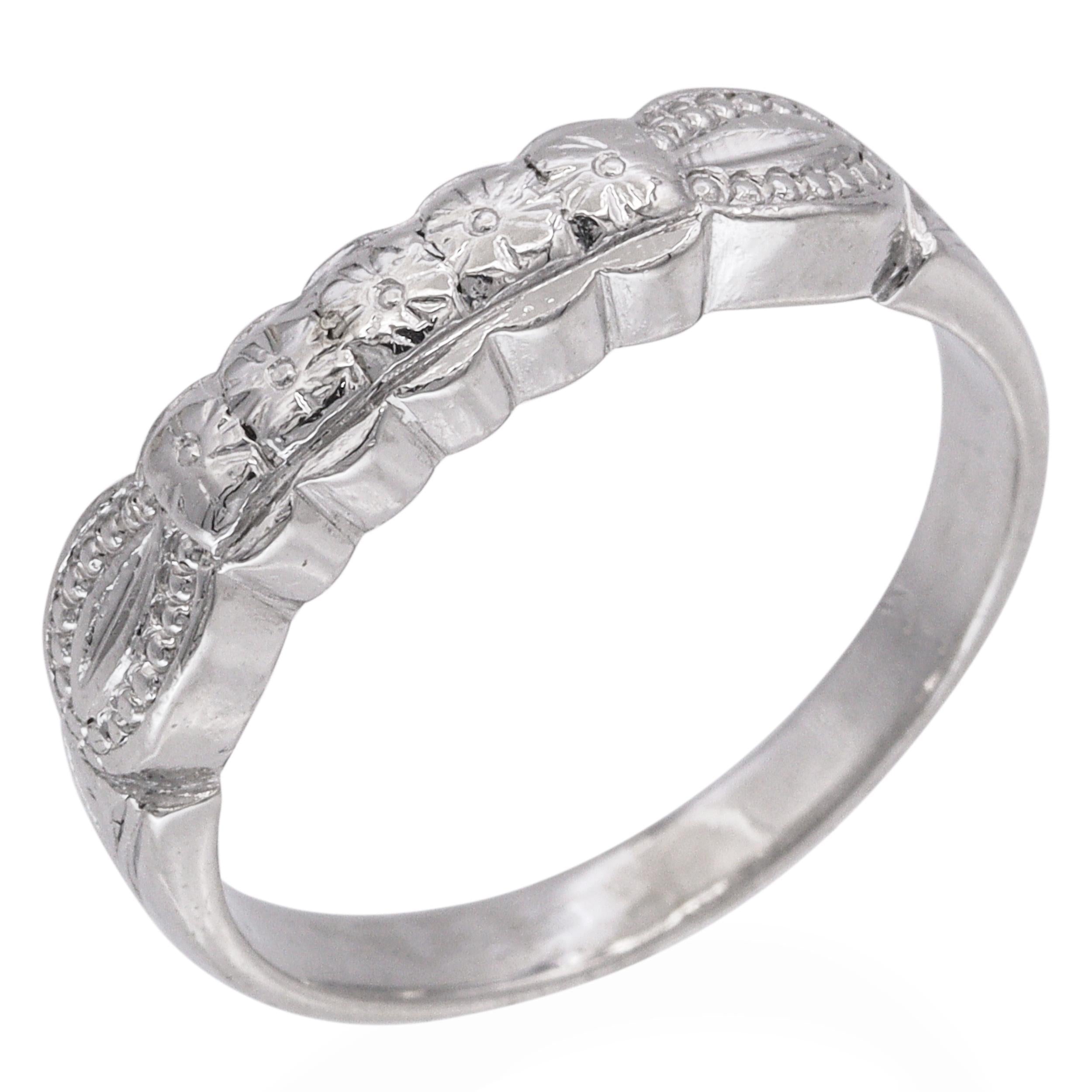 Vintage Platinum Palladium Floral Band Ring