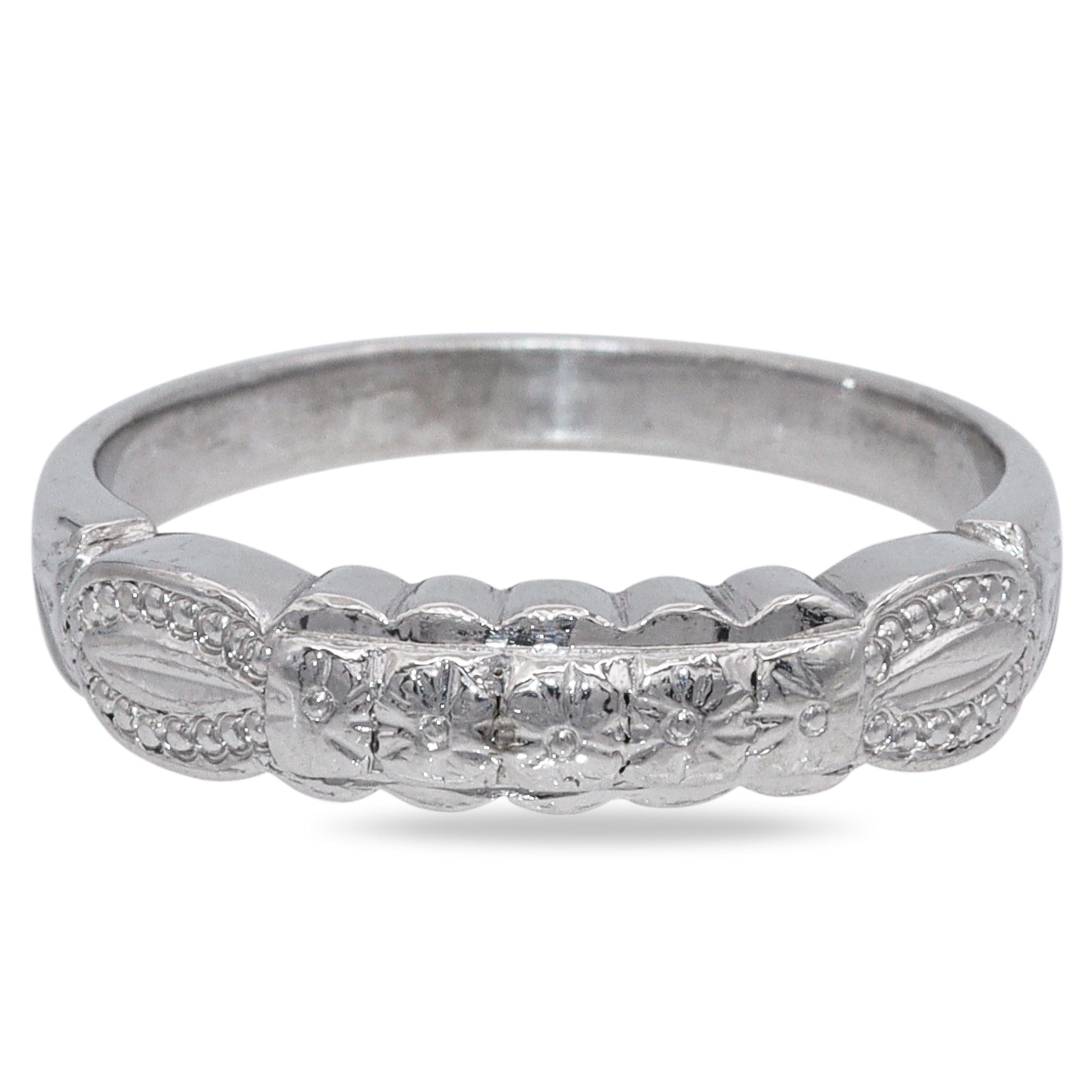 Vintage Platinum Palladium Floral Band Ring