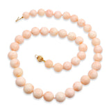 14k Yellow Gold Angel Skin Coral Beaded Strand Necklace