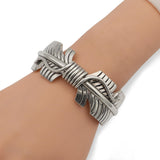 Vintage Navajo Douglas Etsitty Sterling Silver Feather Cuff Bracelet