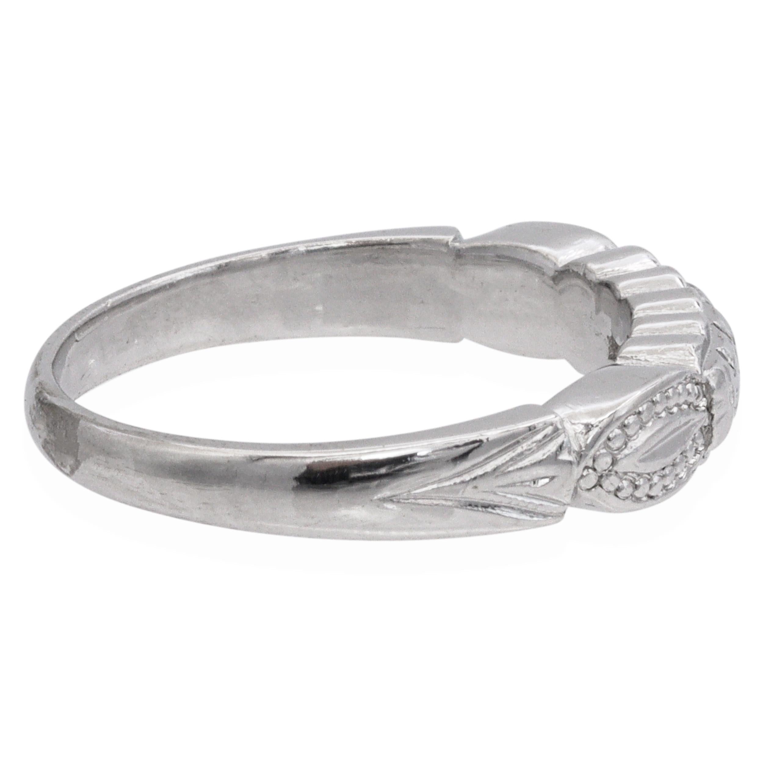Vintage Platinum Palladium Floral Band Ring