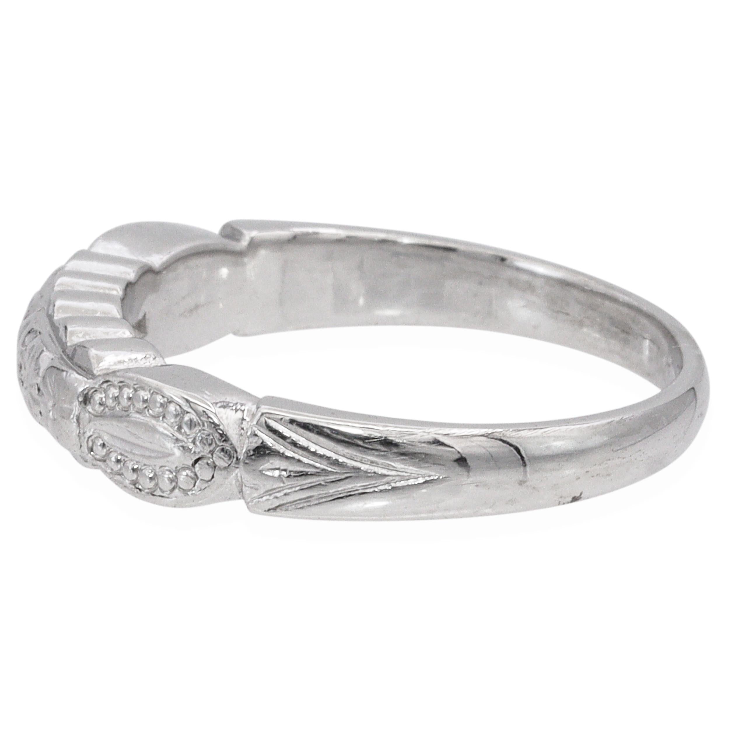 Vintage Platinum Palladium Floral Band Ring