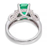 Vintage 18k White Gold 1.65ct Emerald and Diamond Ring