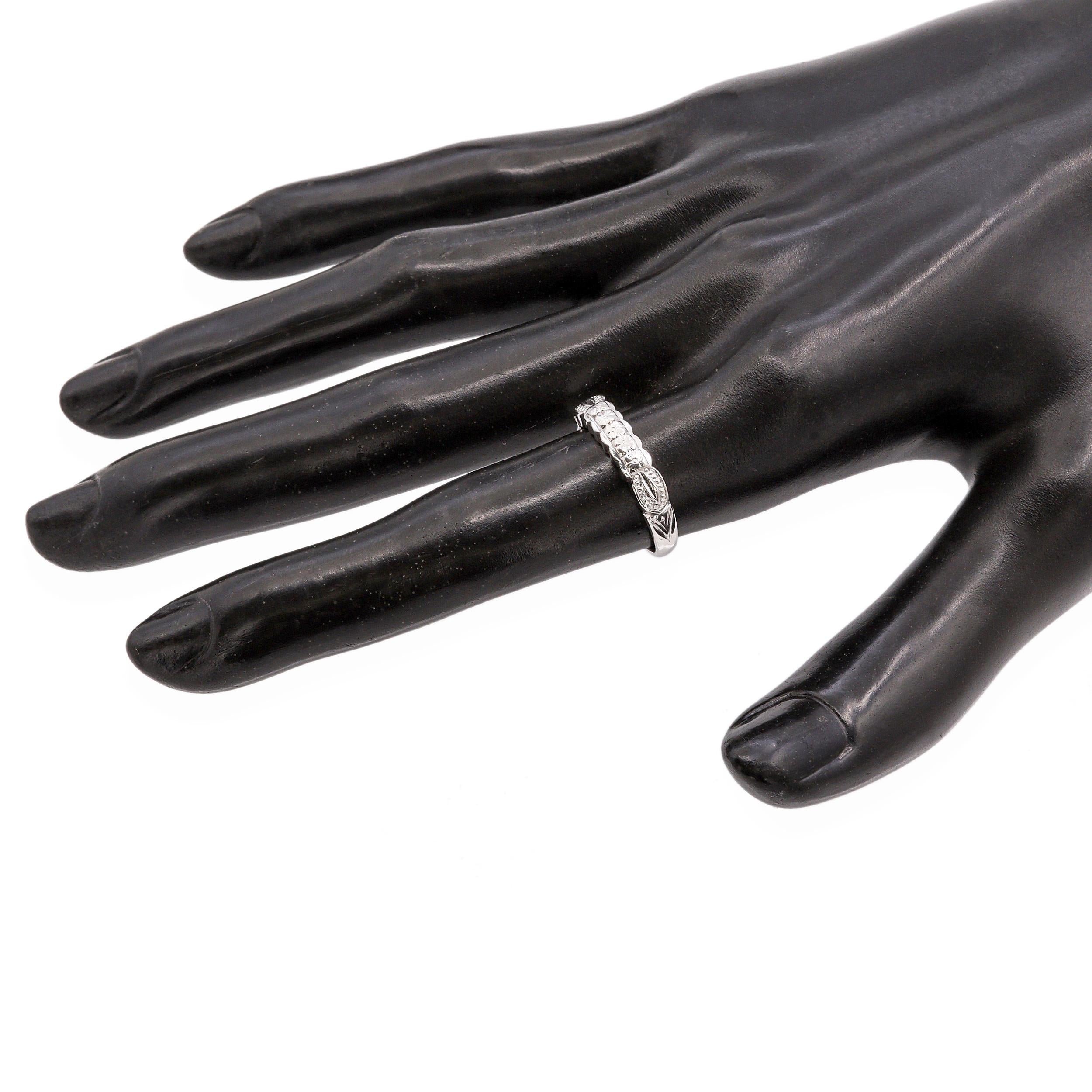 Vintage Platinum Palladium Floral Band Ring