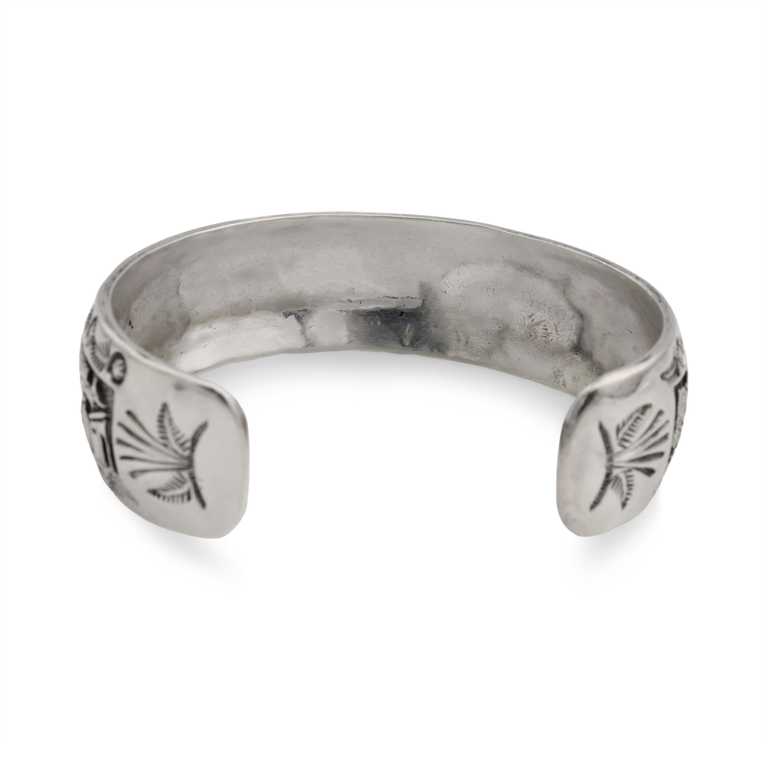 Navajo Diné Eugene Hale Sterling Silver Storyteller Cuff Bracelet