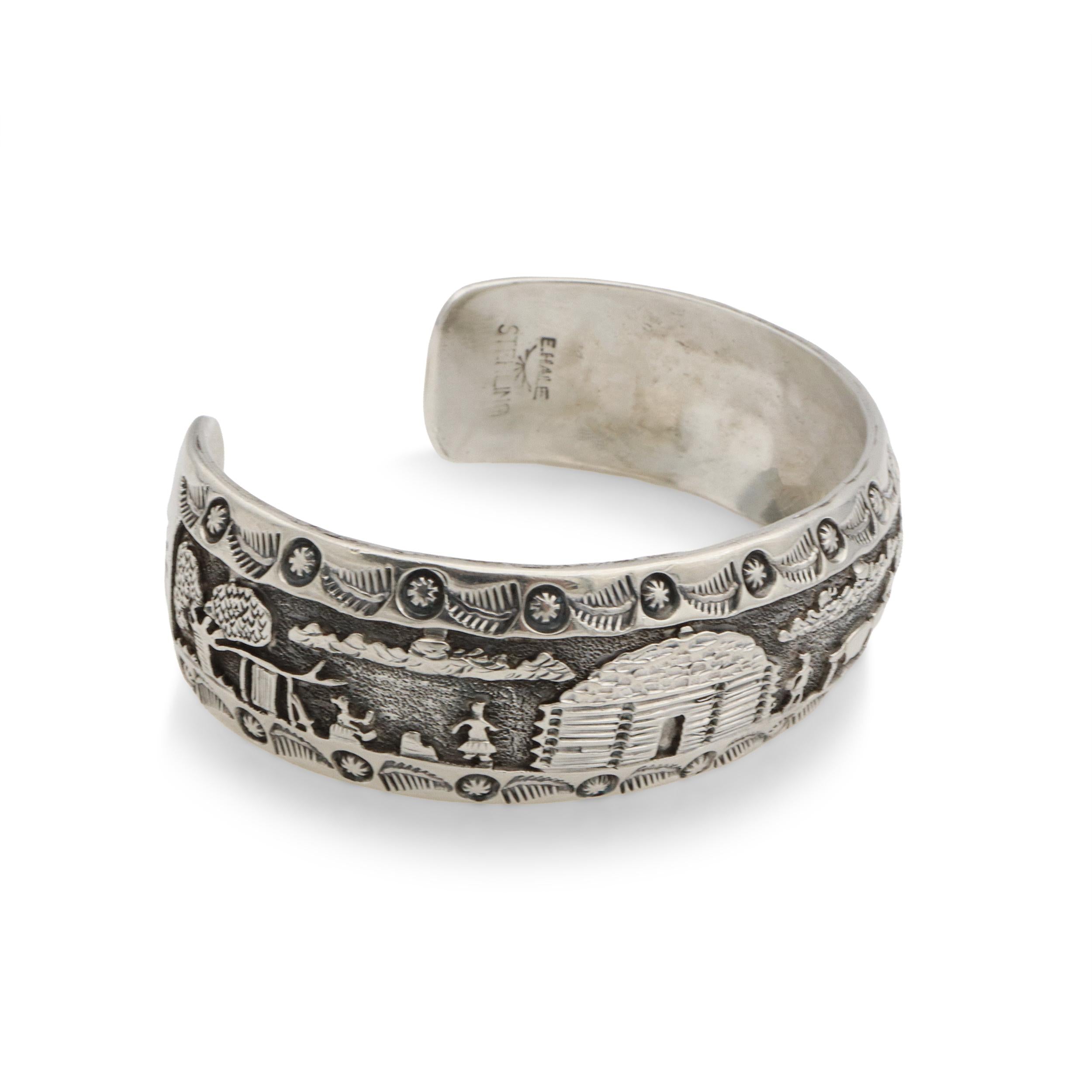 Navajo Diné Eugene Hale Sterling Silver Storyteller Cuff Bracelet