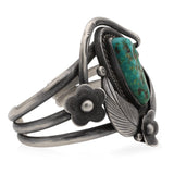 Vintage Sterling Silver Turquoise Floral Cuff