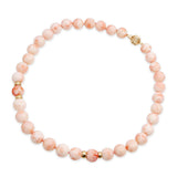 14k Yellow Gold Angel Skin Coral Beaded Necklace with Carved Accents