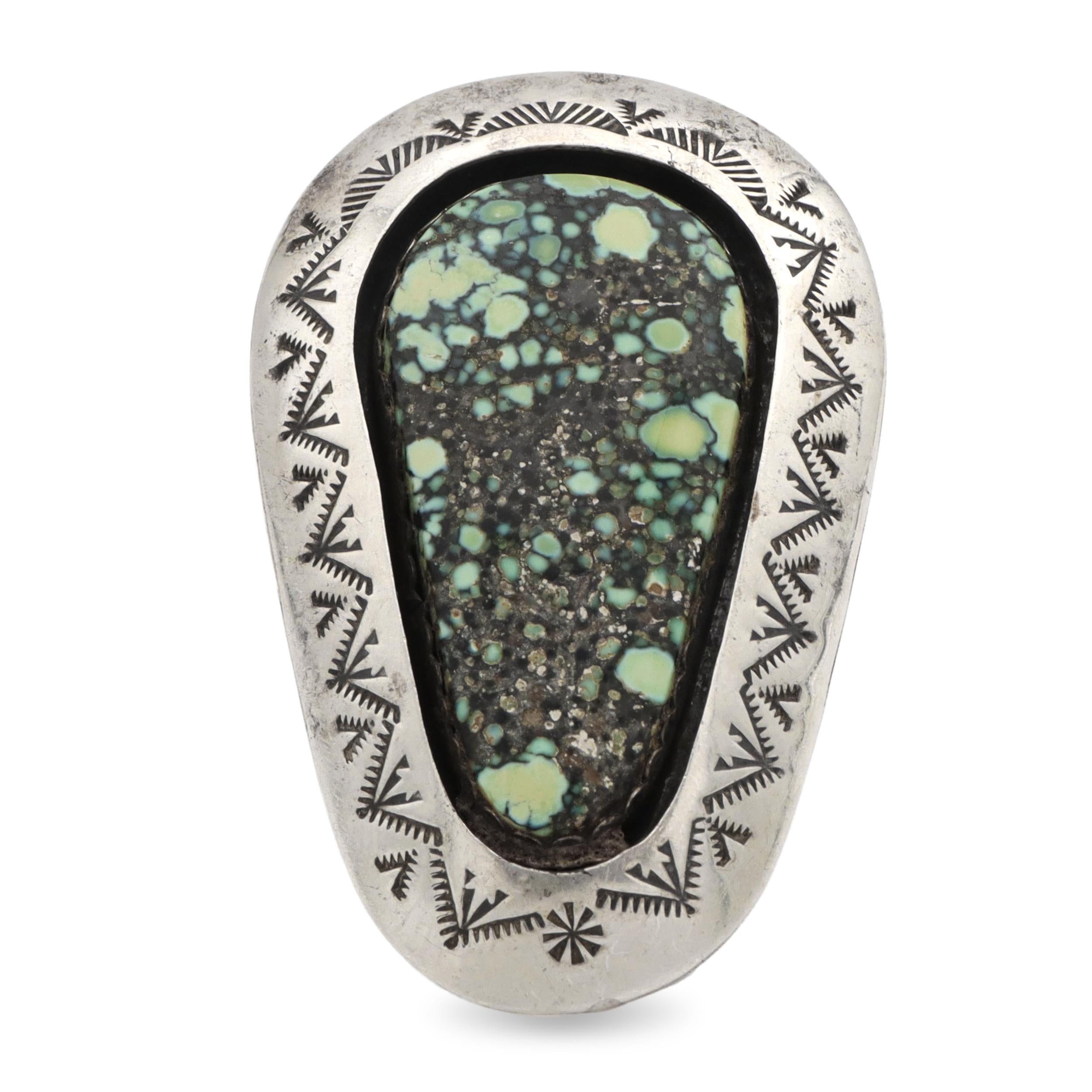 Vintage Teddy Goodluck Navajo Sterling Silver Turquoise Ring