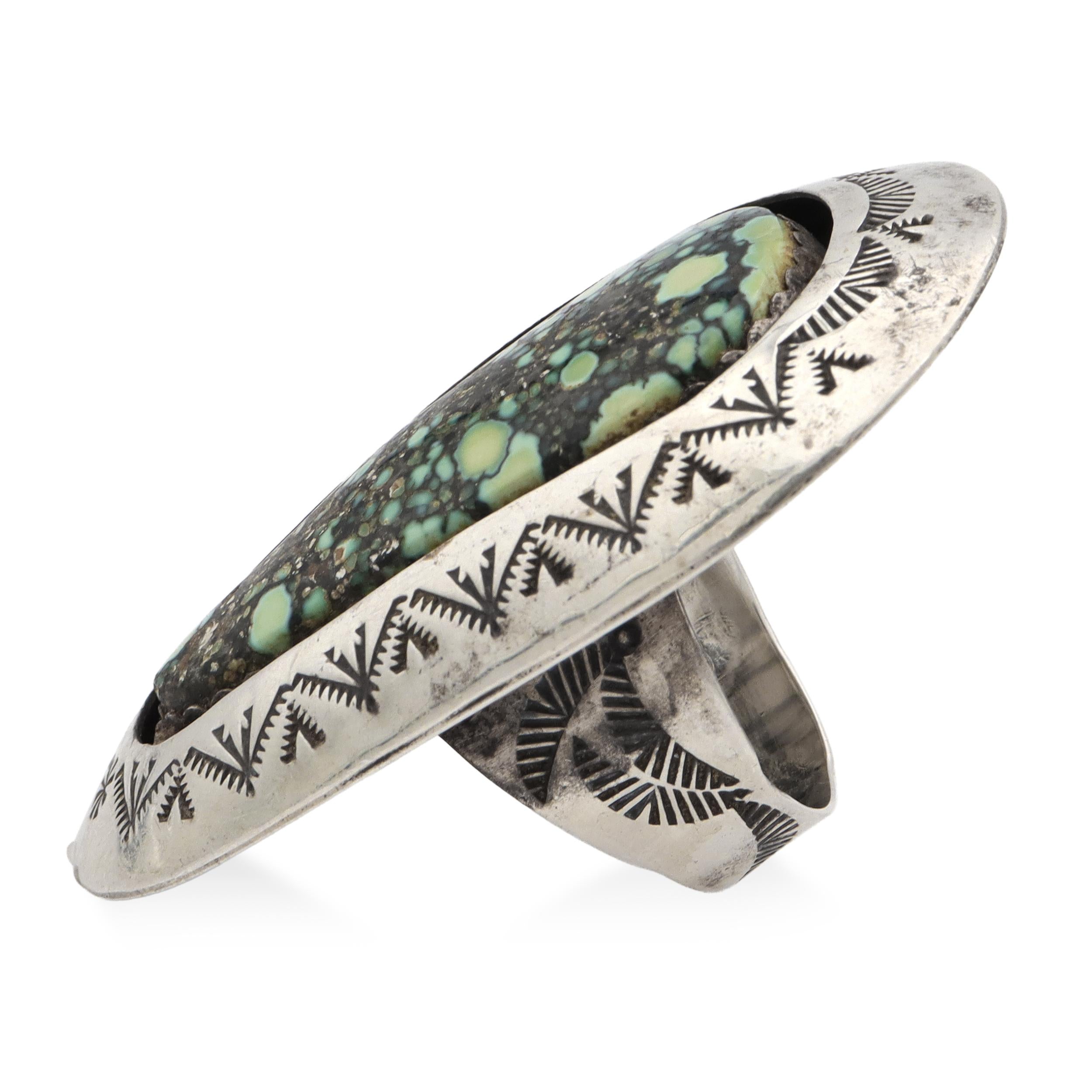 Vintage Teddy Goodluck Navajo Sterling Silver Turquoise Ring