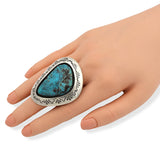 Vintage Teddy Goodluck Navajo Sterling Silver Turquoise Statement Ring