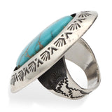 Vintage Teddy Goodluck Navajo Sterling Silver Turquoise Statement Ring