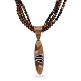 Vintage Southwest Sterling Silver Multi-Stone Inlay Beaded Multi-Strand Necklace