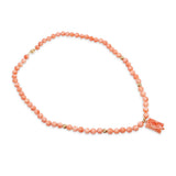14k Yellow Gold Salmon Coral Beaded Necklace with Carved Coral Pendant