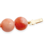 14k Yellow Gold Salmon Coral Beaded Necklace with Carved Coral Pendant